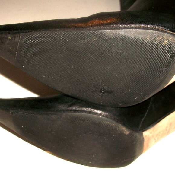 Jimmy Choo "Faith" Black Leather Rear Zip High Heel Boots w Suede Side Panel - Picture 13 of 15